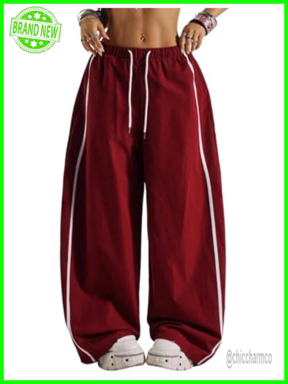 ZAFUL Womens Parachute Pants Y2K Baggy Wide Leg Sweatpants Pockets